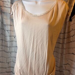 Banana Republic Nude/Cream Lace Trim Tee